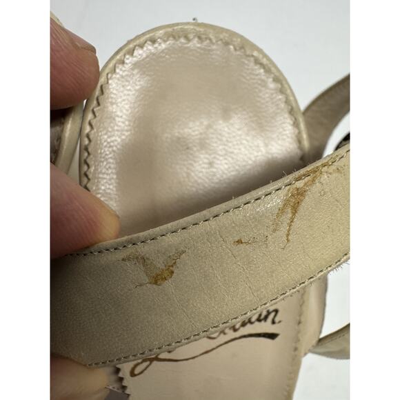 Christian Louboutin Jordi Ankle Strap Sandals Beige Heels 38.5 /US 8 - Picture 5 of 16